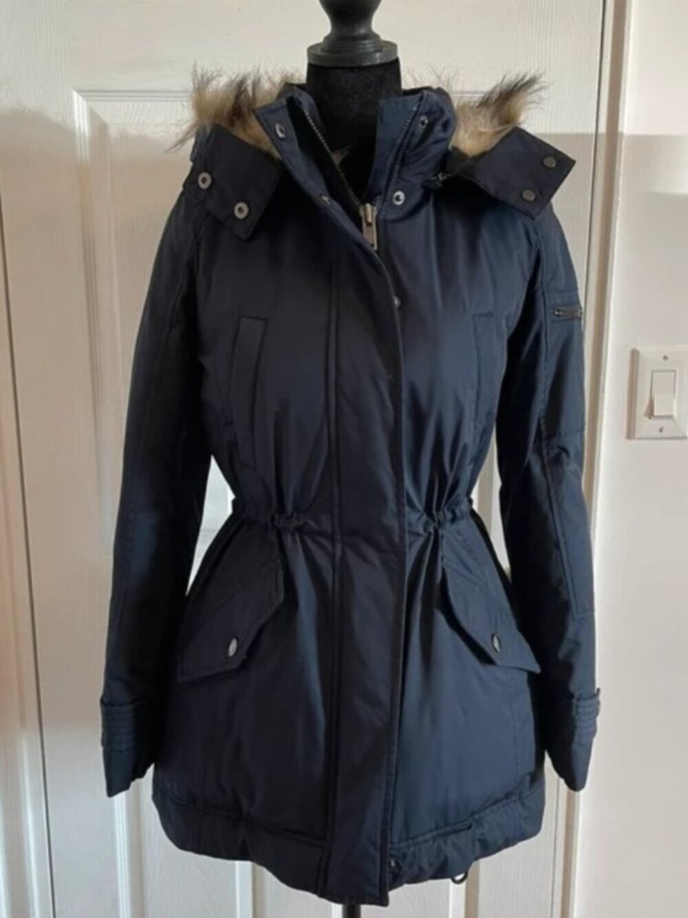 Banana Republic Women’s Blue Faux Fur Hooded Parka Jacket XS